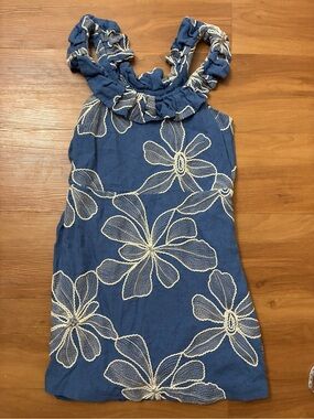 LOFT blue linen-blend mini dress Size 2
